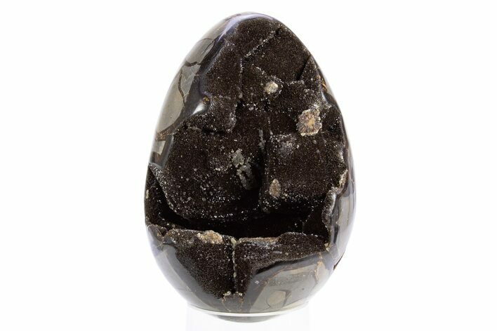 Septarian Dragon Egg Geode - Black Crystals #305793